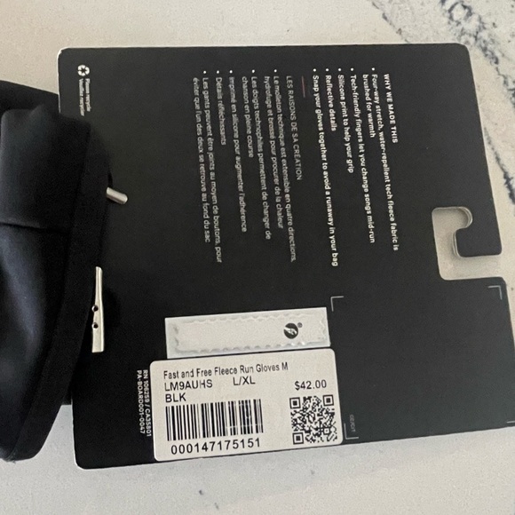 NEW Lululemon Women's Fast and Free Run Fleece W Gloves Textured Reflective L/XL - Picture 5 of 5